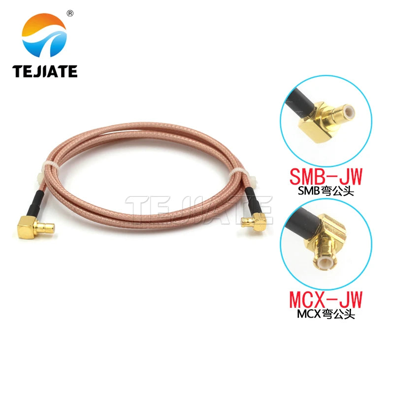 1PCS SMB bent male to MCX adapter wire MCX-JW MCX-J MCX-K to SMB-KW connecting wire RG316 coaxial impedance 50 ohms