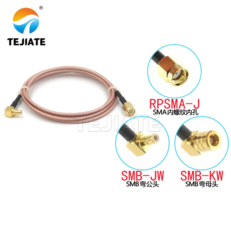 1PCS RF connection jumper SMB bent male female to SMA straight male inner hole antenna extension RG316 adapter cable
