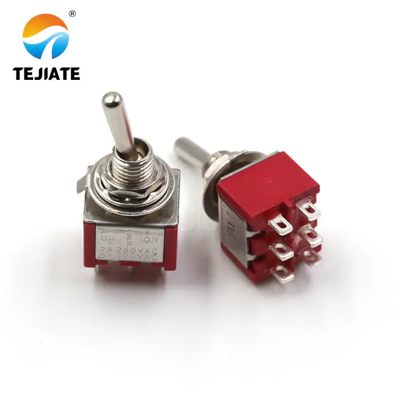 5Pcs ON-OFF-ON Momentary Toggle Switch DPDT 6-Pin 6mm 2A/250VAC 5A/120VAC MTS-203 3 Position Momentary Toggle Switch