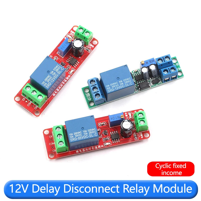 12V Delay Disconnect Relay Module 1 On Switch 5V Delay Adjustable (1-10 seconds)