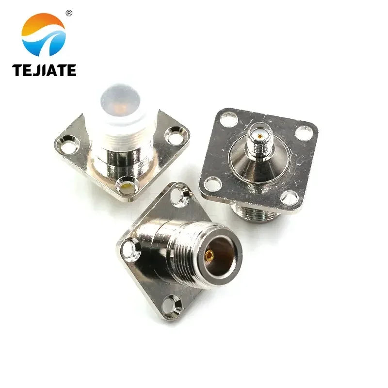 2PCS RF Connector N/SMA-KKF N-Type Female to SMA Female Header Flanged Fixing Plate 25*25MM Multifunctional