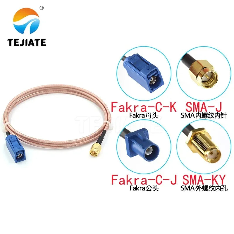 1PCS SMA male female to Fakra-C-J female adapter cable SMA female to Fakra-C connection cable GPS antenna extension cable