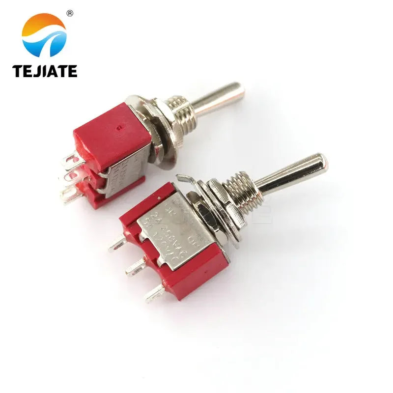 5Pcs Red High Quality Toggle Switch Mini Rocker Switches MTS-202 ON/ON DPDT 2P2T Latching 2A 250VAC 6 Pin With Solder Terminal