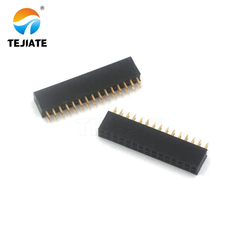 10PCS Double row female female female double row female socket pin header socket 2X2P/3/4/5/6-40P 2.54MM curved pin