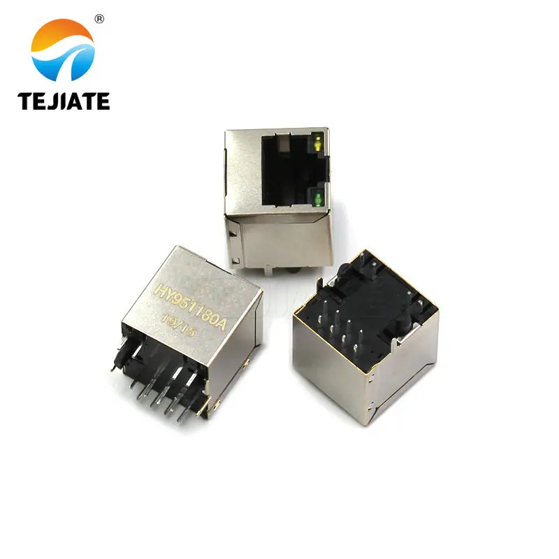 HY951180A RJ45 with LED light network transformer vertical 180 degree network port
