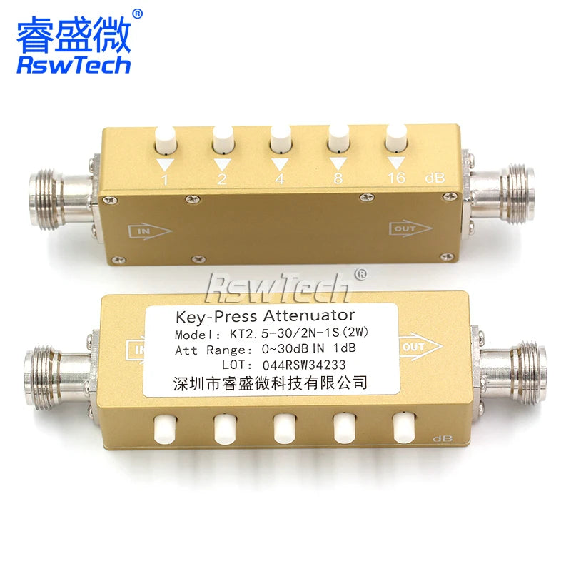 1PCS SMA N-type RF button adjustable key signal attenuator 0-30dB 0-60dB 0-90dB step 2W high power 0-4GHz