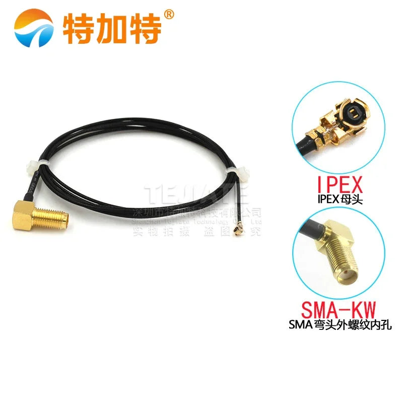 2PCS RF Antena UFL SeatFemale Header To SMA Bent Header Outer Screw Inner Hole/Pin WiFi GSM 3G GPS Module Cable 1.13