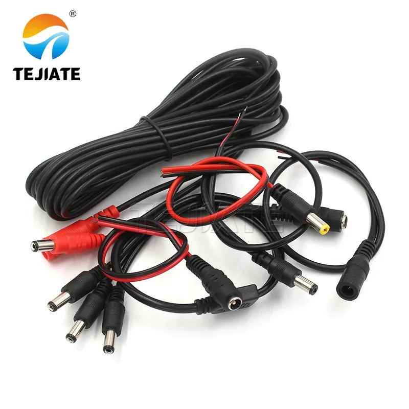 2PCS 12V Female Head Line Male Head DC5.5*2.1 Connection Line Plug Connector Monitoring Power Cord 24V One Minute Drag Two Three