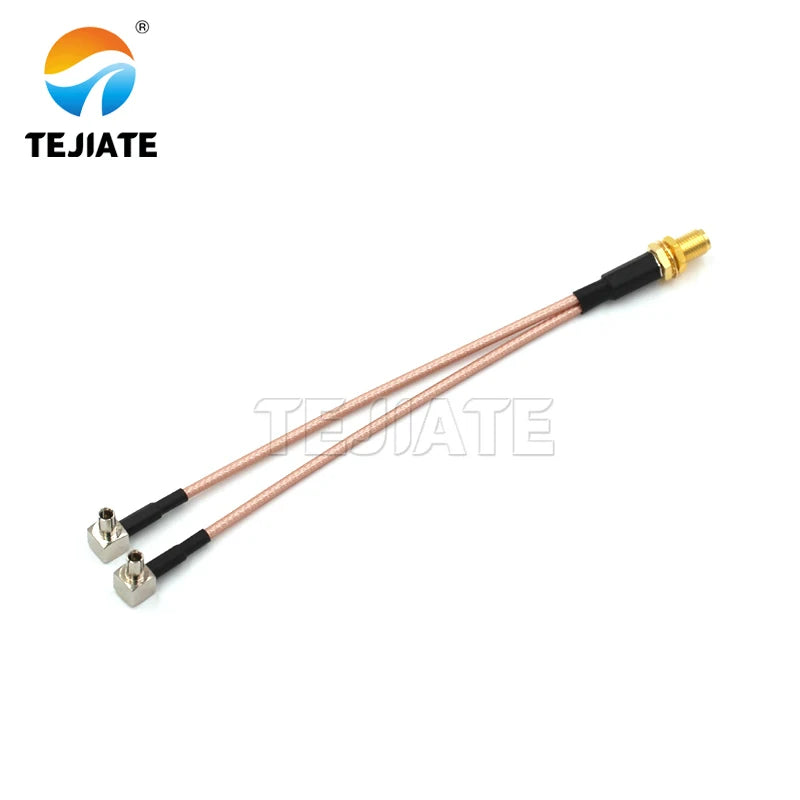 1PCS SMA-KY to two TS9-JW 4G antenna adapter cables, one to two SMA female external screw internal hole to two TS9 bent male RG3