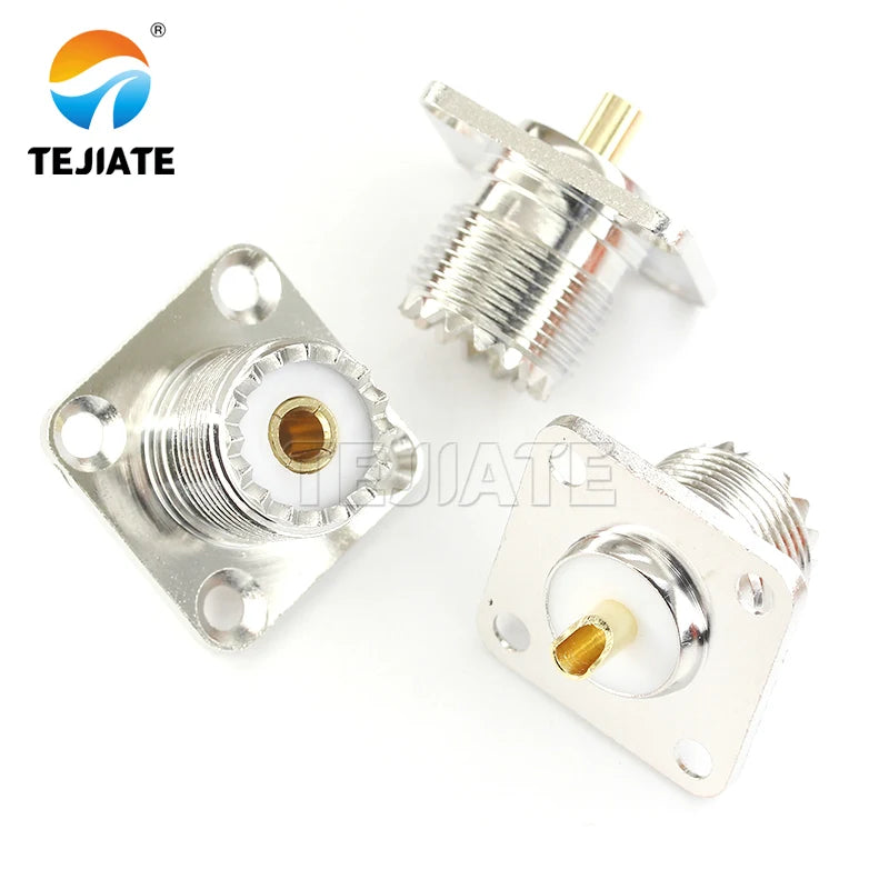 1PCS UHF-KF/M-KF Female with Flange 25x25 RF Adapter Toos Antenna 4 Hole Square Connector