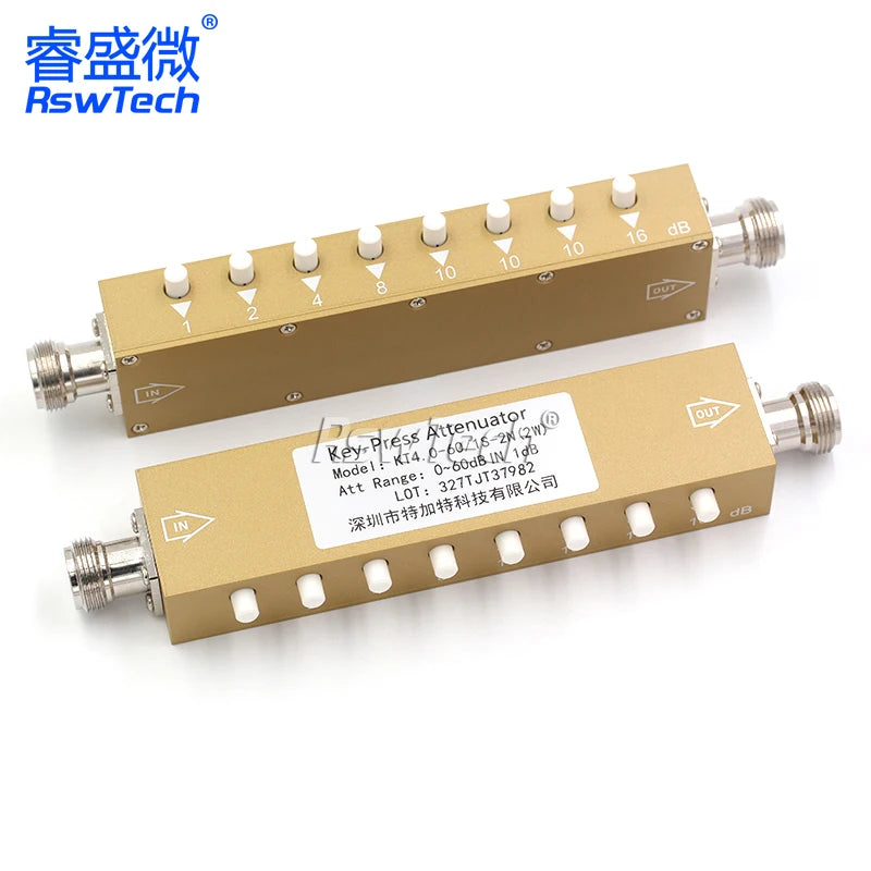 1PCS SMA N-type RF button adjustable key signal attenuator 0-30dB 0-60dB 0-90dB step 2W high power 0-4GHz