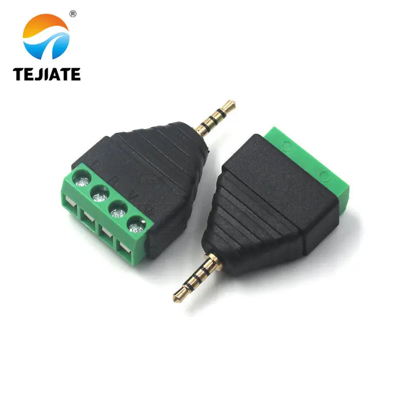 1PCS solderless 2.5/3.5MM gold-plated dual channel audio headphone plug, stereo adapter, solderless terminal