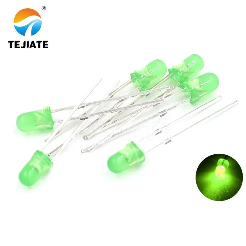50PCS / 1Lot TEJIATE 3MM LED Light Bead White Red Yellow Blue Green Full Color High Brightness  Low Power Consume Fast Response