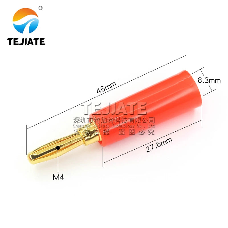 Copper gold-plated zinc alloy 4mm banana plug speaker wire connector speaker wire connector solder-free