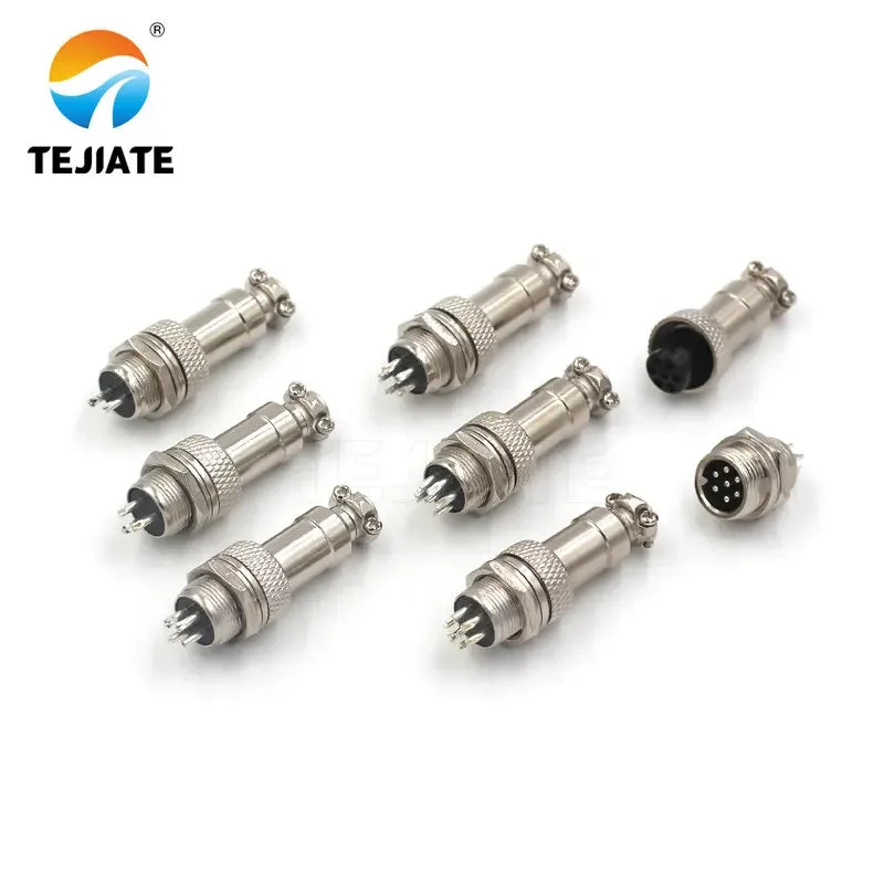 1set GX12 2/3/4/5/6/7 Pin Male + Female 12mm Circular Aviation Socket Plug Wire Panel Connector With Plastic Cap Lid