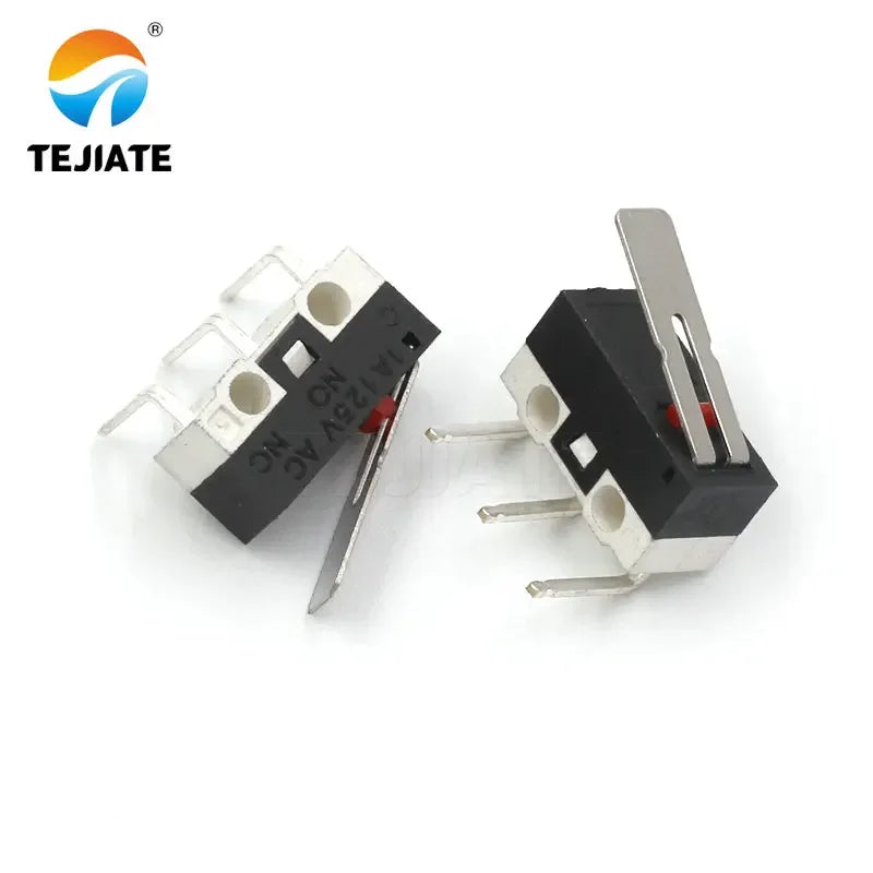 10PCS Mouse Switch Three Foot Handle Roller Button Left/Right Bent foot 1A 125V AC 3 legs DIY Kit