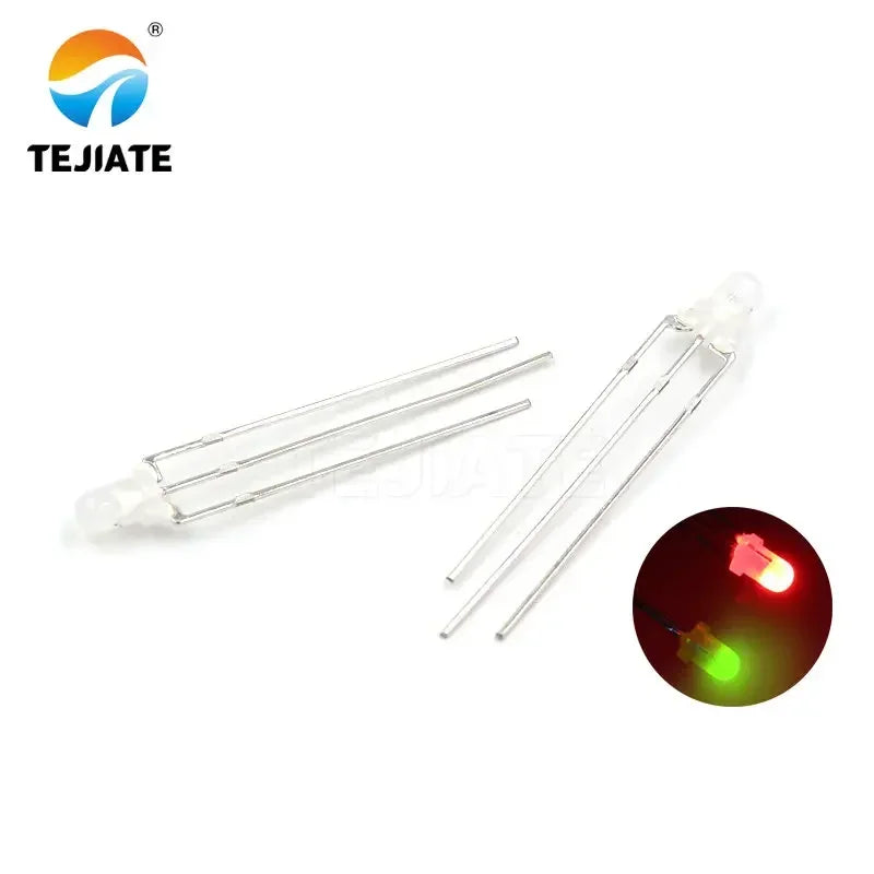 50PCS TEJIATE 3MM LED Lamp Beads Double Color White Flash Red Blue Green Fog Type Fast Response Long Life LED Lights