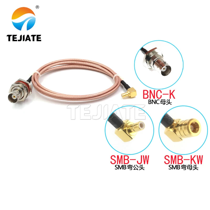 1PCS BNC female to SMB elbow adapter wire SMB-KW SMB-JW to BNC-KY connection wire RG316 RF coaxial line impedance 50 ohms