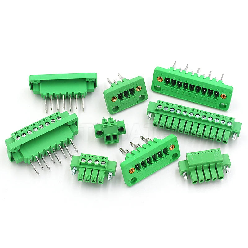 1 set of 15EDGWB+KM-3.81mm wall mounted plug-in PCB wiring terminals with flange fixed panel wall mounted