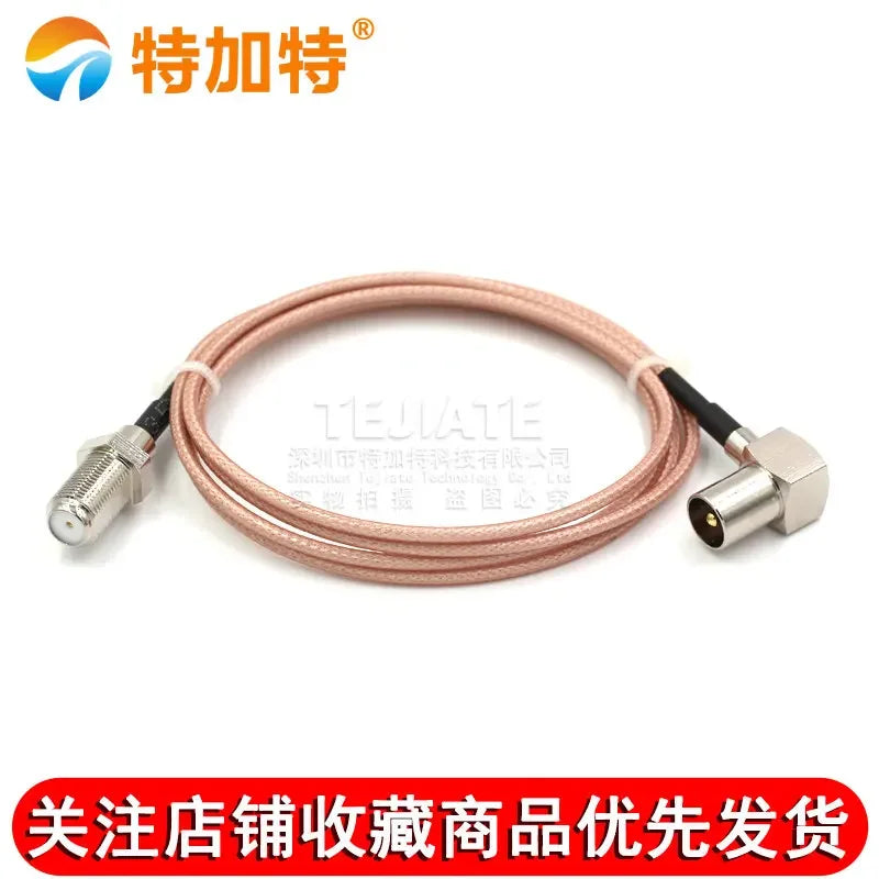 1PCS TEJIATE F Female Header Outer Screw Inner Hole To TV Bent Male Header Adapter Cable RG316 Wire Connector 0.5~30M
