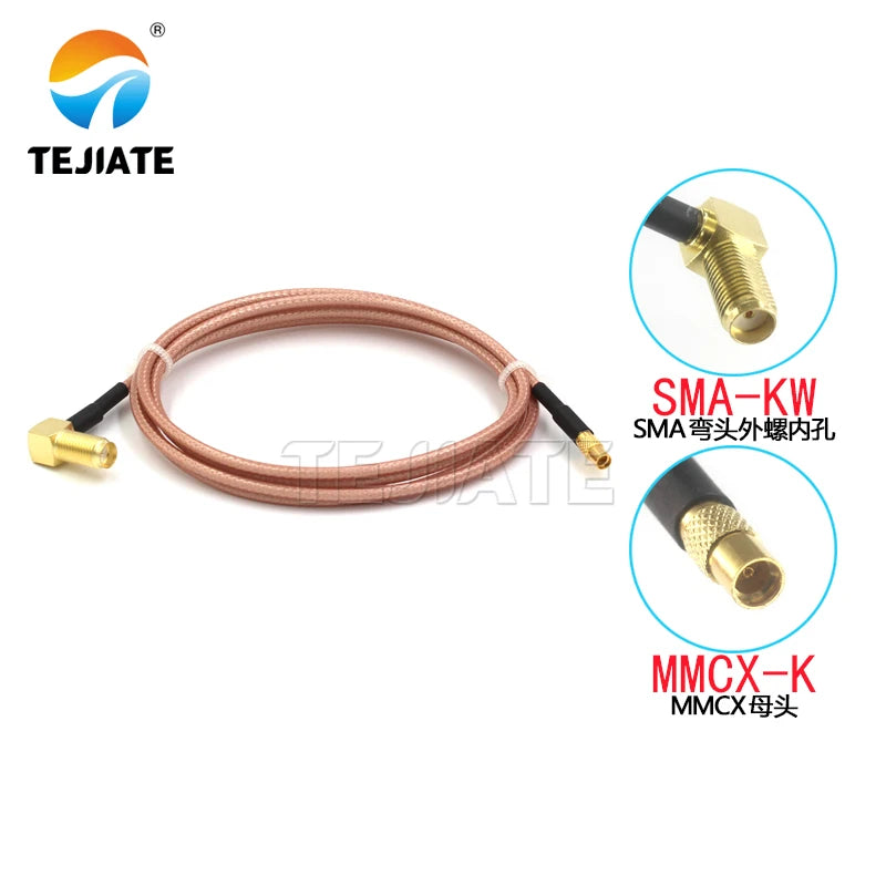 1PCS SMA-KW to MMCX adapter line MMCX-JW MMCX-K MMCX-J to SMA bent female RF line RG316 coaxial impedance 50 ohms