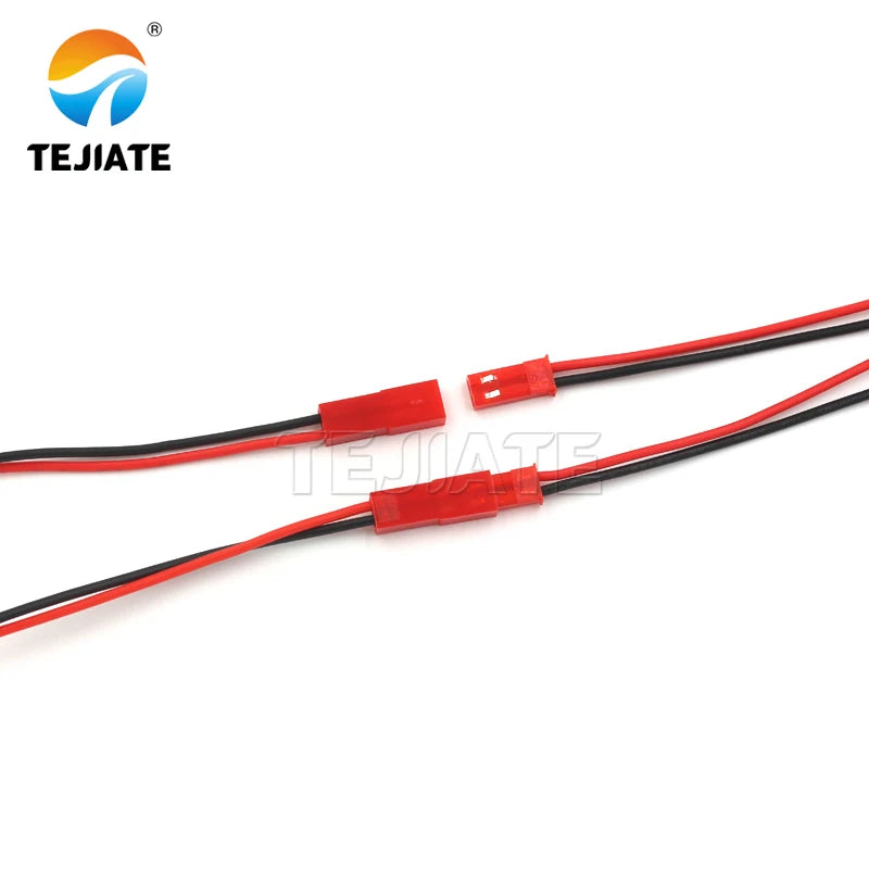 1set of JST-2P female/male socket-to-plug connection cables LED male and female plugs red and black 10CM/20CM