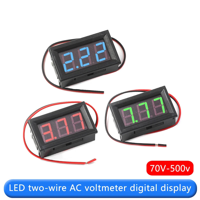 LED 2-wire AC voltmeter digital display 2-wire digital voltmeter head AC220V mains 70V~500V