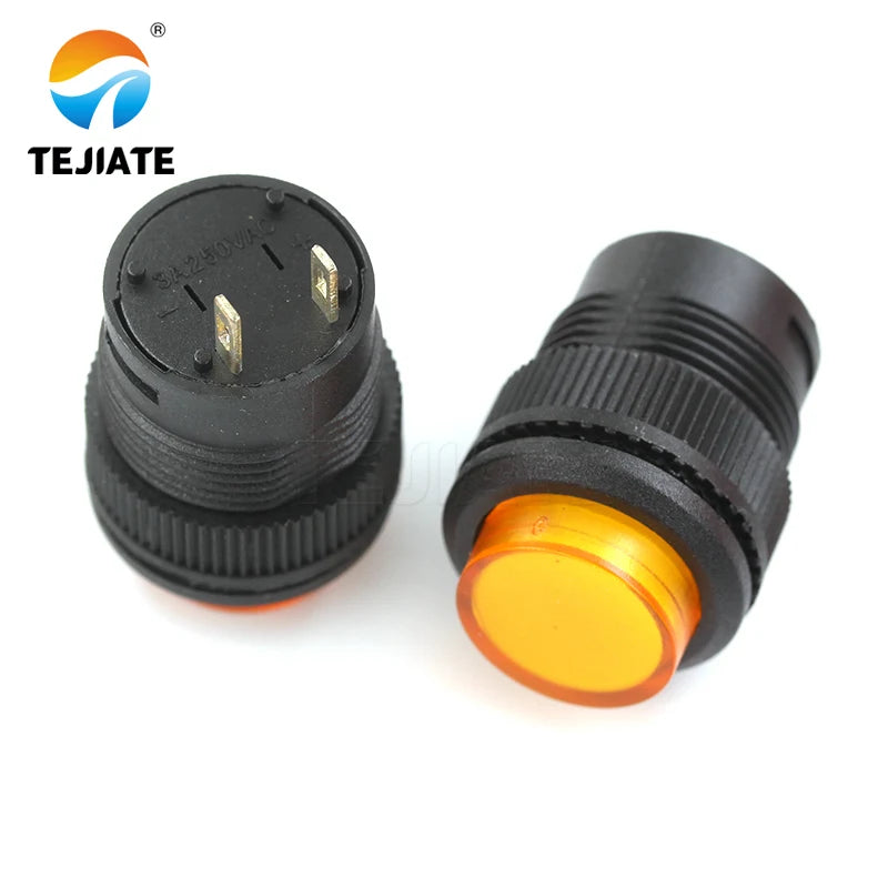 1Pcs R16 Power Switch Button R16-503 Blue Yellow White LED R16-503B R16-503A Latching Reset Button 2P 4P Self-lock No Lock Reset