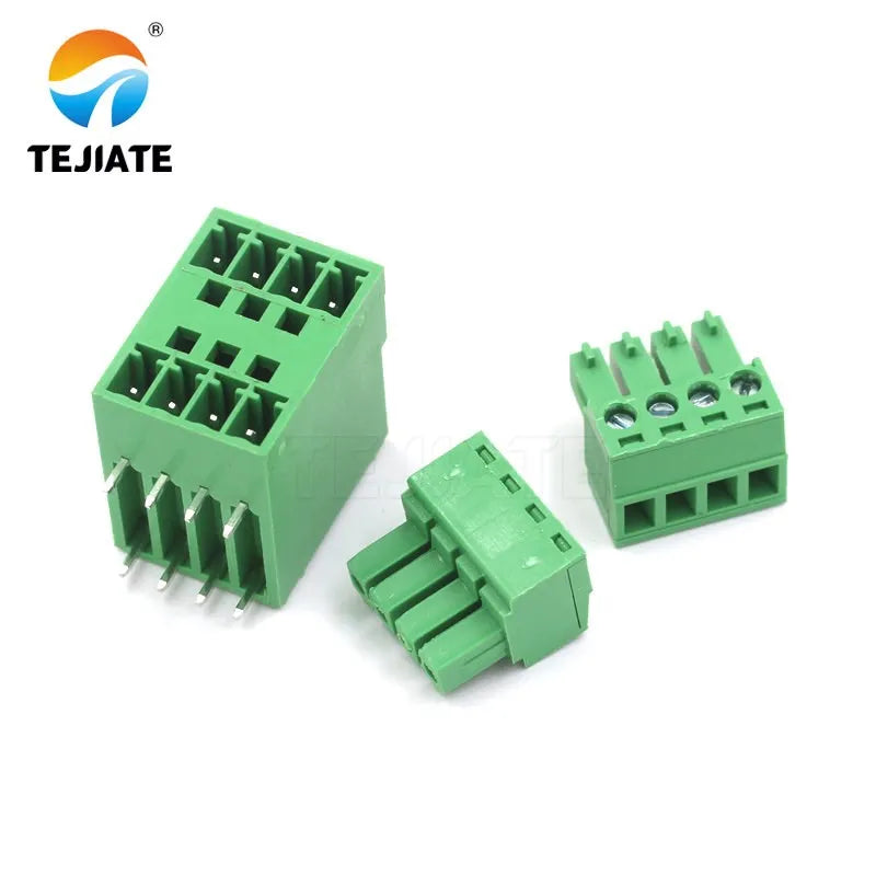 1 set of PCB plug-in terminal blocks 15EDGRH3.81mm double-layer plug-in terminal block double row bent needle base with plug
