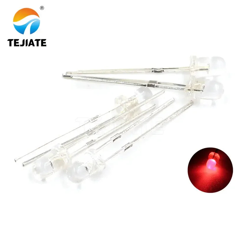 50PCS / 1Lot TEJIATE 3MM LED Light Bead White Red Yellow Blue Green Full Color High Brightness  Low Power Consume Fast Response