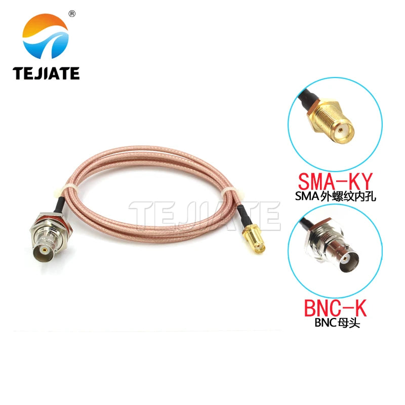 1PCS 50 ohm connecting wire BNC male female to SMA-K BNC bent male to SMA outer screw inner hole wiring