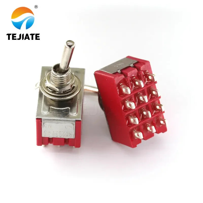 5pcs 6A/125VAC 2A/250VAC 12Pins 4PDT ON/ON 2 Positions Mini MTS-402 Toggle Switch Red