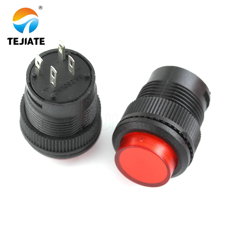 1Pcs R16 Power Switch Button R16-503 Blue Yellow White LED R16-503B R16-503A Latching Reset Button 2P 4P Self-lock No Lock Reset