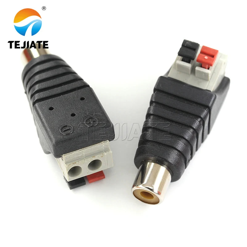 2PCS AV Plug RCA Lotus Head Press Terminal Monitoring Accessories RCA Welding-free Audio Connector Audio Male and Female