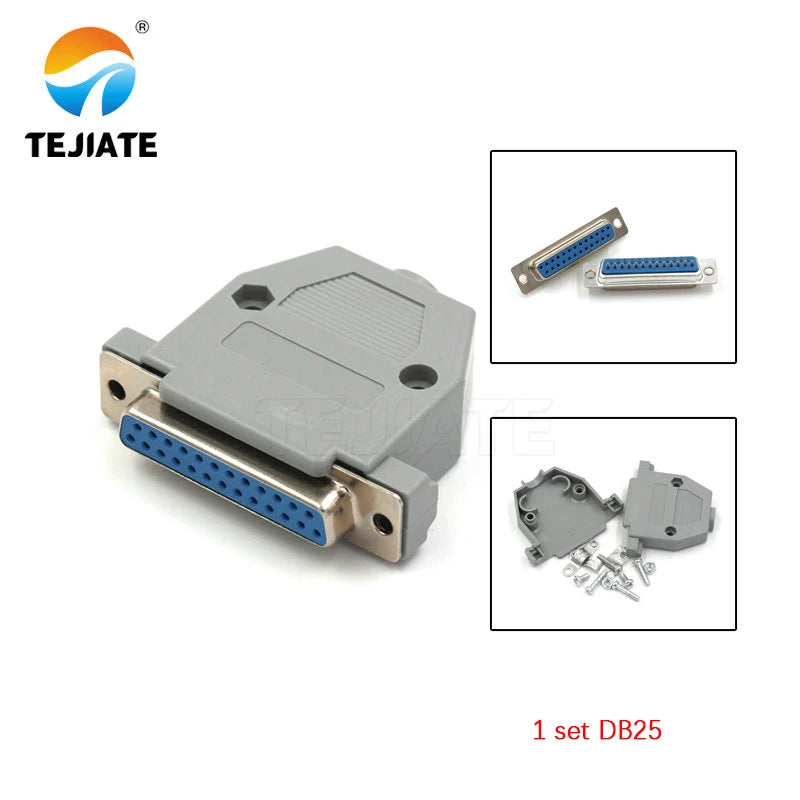 DB25 25P  Parallel Serial Port Female Male Wire Solder Connector Socket Plug VGA Adapter Plastic Metal Shell Cover