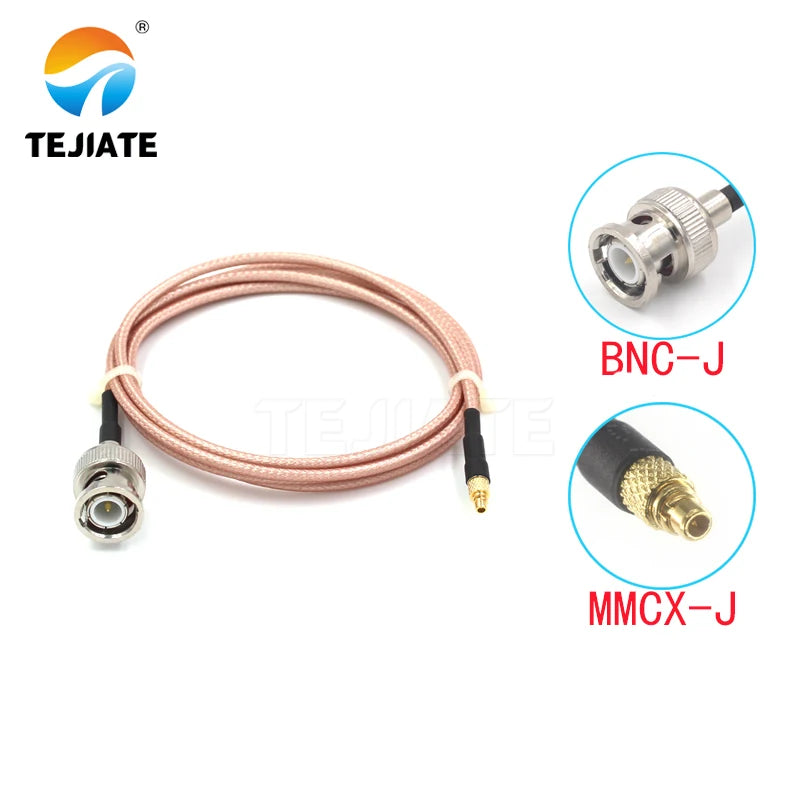 1PCS TEJIATE Adapter Cable MMCX To BNC Type MMCXJ Convert BNCJ 8-90CM 1M 1.5M 2M Length Connector RG316 Wire