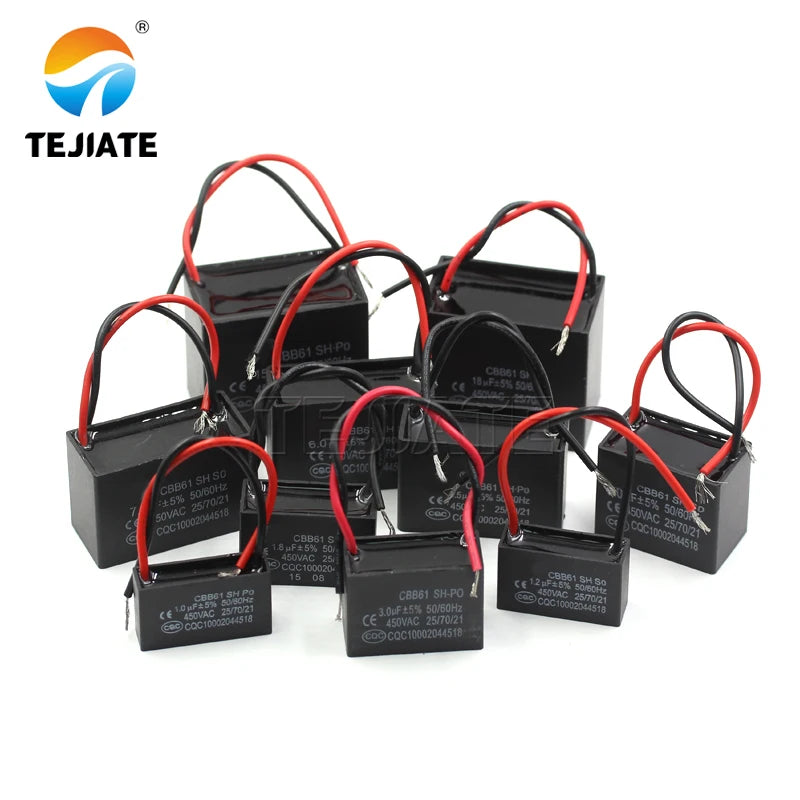 Cbb61 Fan Starting Capacitor 1uf / 1.2uf/1.5uf/1.8uf/2uf/2.2uf/2.5uf/2.7uf/3uf/3.5uf/4uf/4.5uf/5uf/6uf/7uf/8uf Ceiling Fan Range