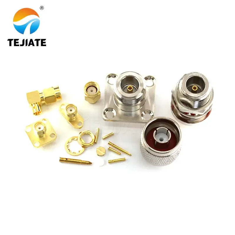 1PCS SMA RPSMA N Connector Male Header Srtaight/Bent Header Half Flexible Steel Welding Adapter Match For RG141/402