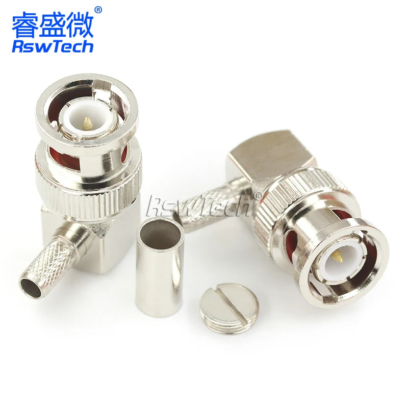 1PCS BNC Adapter J-1.5 J-3 JW-1.5 JW-3 Q9 Male Header Bent Type Right Angle Crimp Feeder Match For RG58/142/316