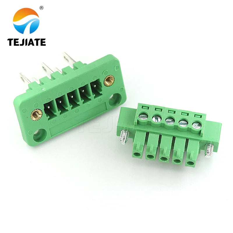 1 set of 15EDGWB+KM-3.81mm wall mounted plug-in PCB wiring terminals with flange fixed panel wall mounted