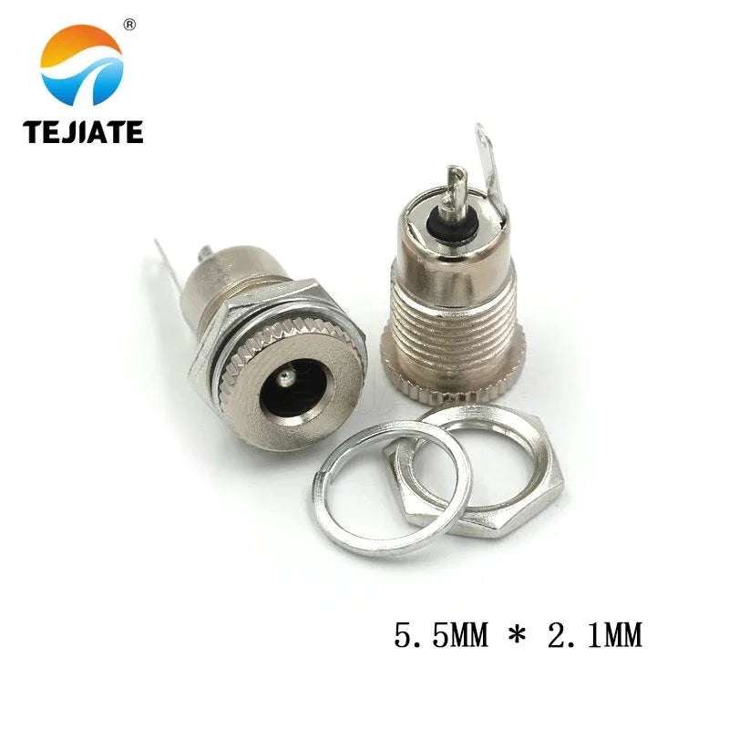 DC099 5.5 mm x 2.1mm DC Power Jack Socket Female Panel Mount Connector Metal DC-099 Open Hole 11MM 5.5*2.1 5.5*2.5