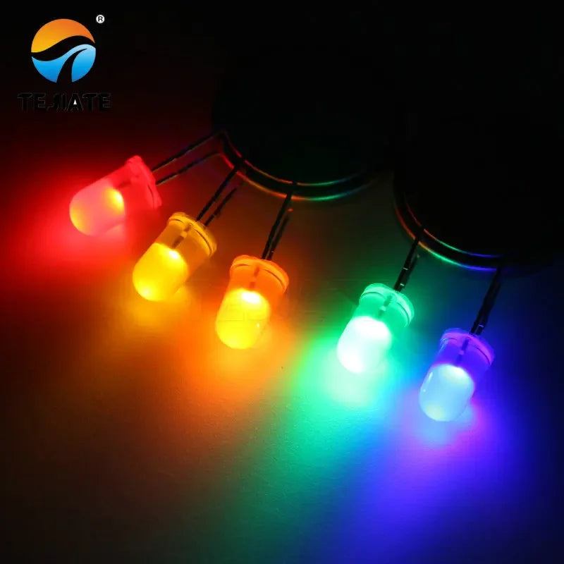 50PCS / 1Lot TEJIATE 5MM LED Lamp Full Double Color White Red Yellow Blue Green Purple Fast Response Long Using Life